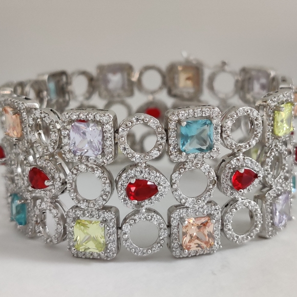 Dazzling Sterling Silver 925 Gemstones Bracelet - Picture 15 of 16